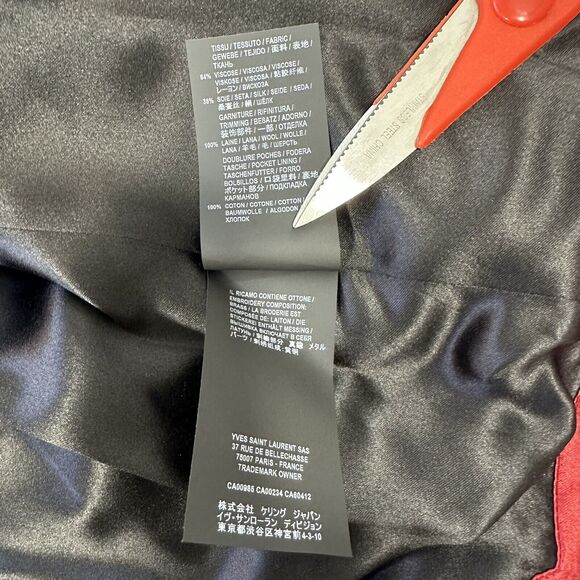 Saint Laurent YSL Women’s F36/4 Studded Red Silk Blend Light Jacket NWT $3290 - Picture 12 of 16